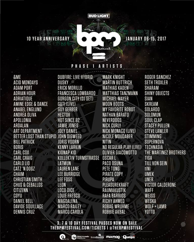 BPM Fest 2017 Phase One Lineup Artists