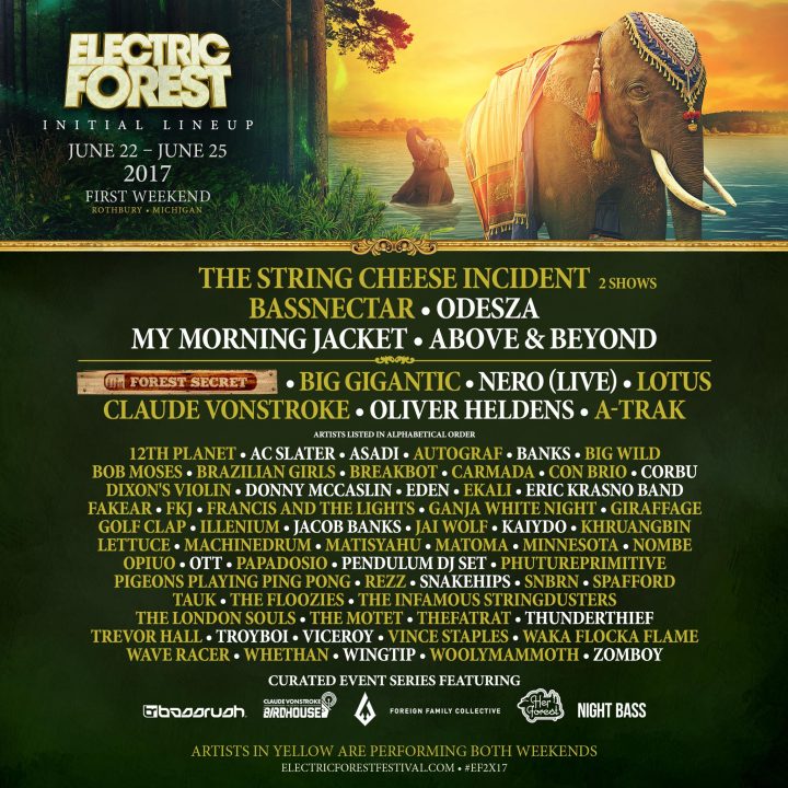 Electric Forest releases initial lineups for 2017 dualweekend festival